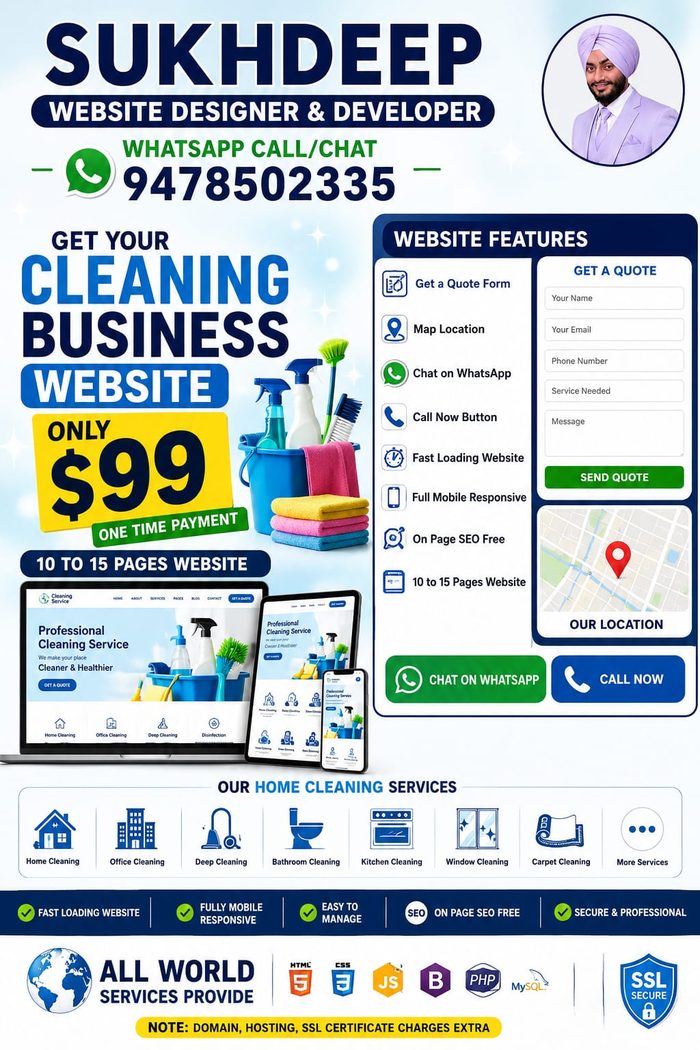 Cleaning business website design portfolio (10-15 pages) by Sukhdeep Website Designer & SEO Expert - website designer in USA