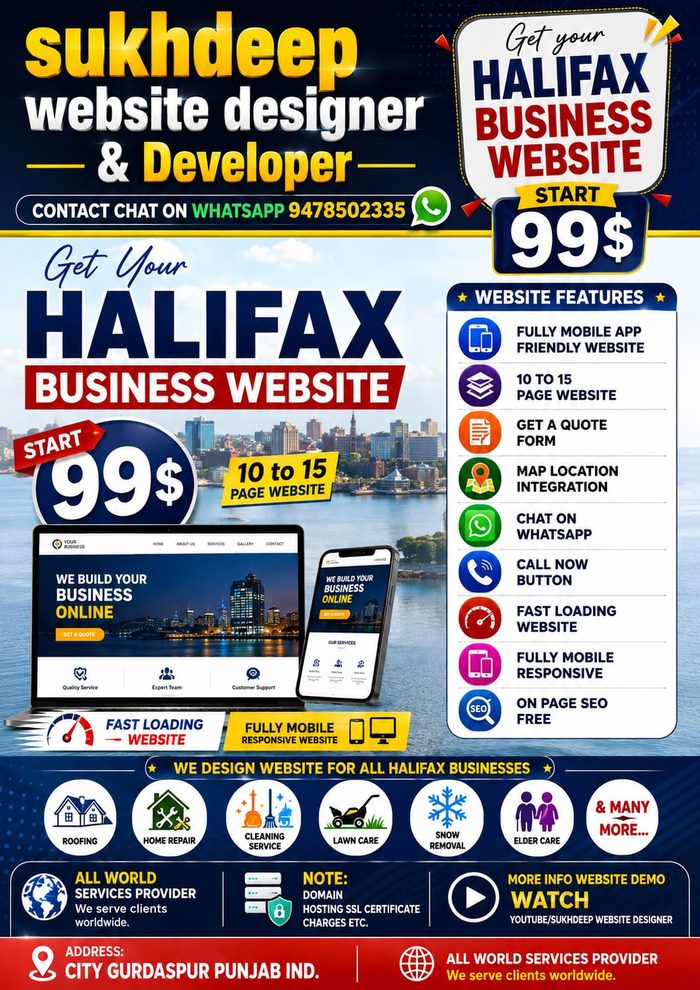 Local Halifax business website design portfolio by Sukhdeep Website Designer & SEO Expert - website designer for businesses in Halifax, Canada