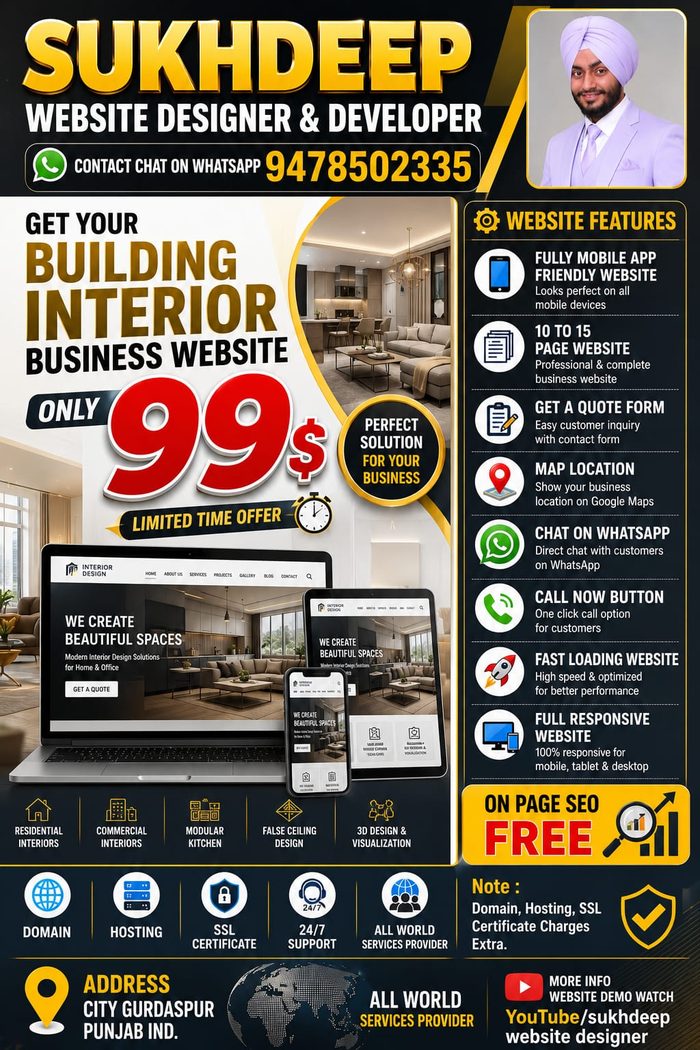 Building interior design business website design portfolio by Sukhdeep Website Designer & SEO Expert - website designer for interior designers in USA