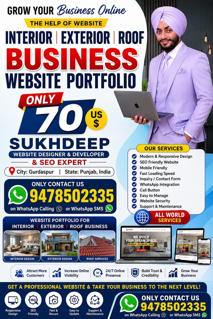 Interior, exterior and roofing business website design portfolio by Sukhdeep Website Designer & SEO Expert - website designer in USA