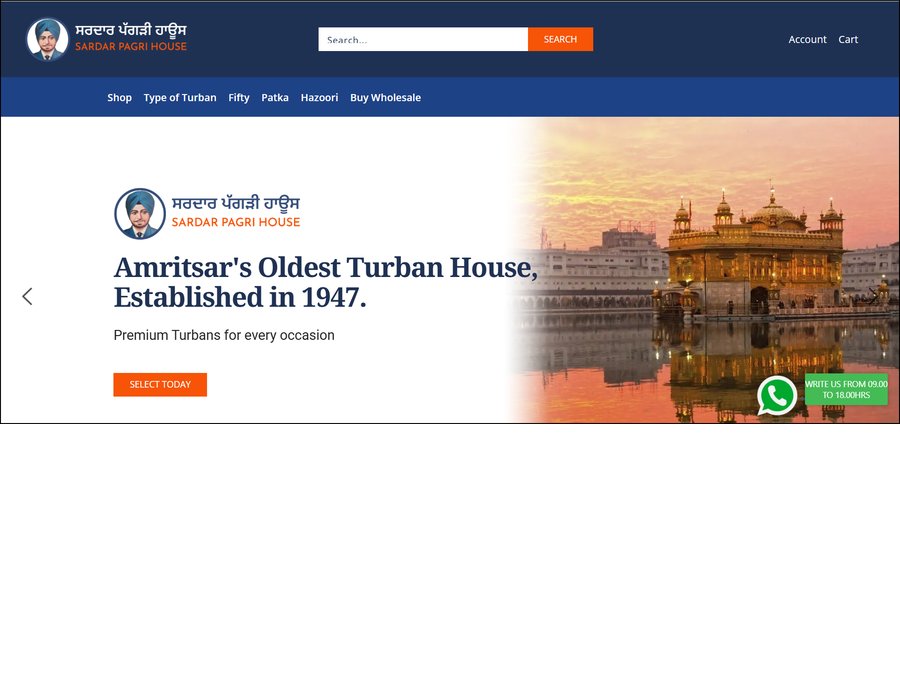 Sardar Pagri House - Fashion & Retail website design