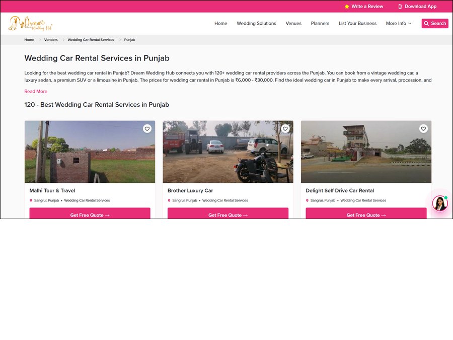 Dream Wedding Hub - Wedding & Events website design